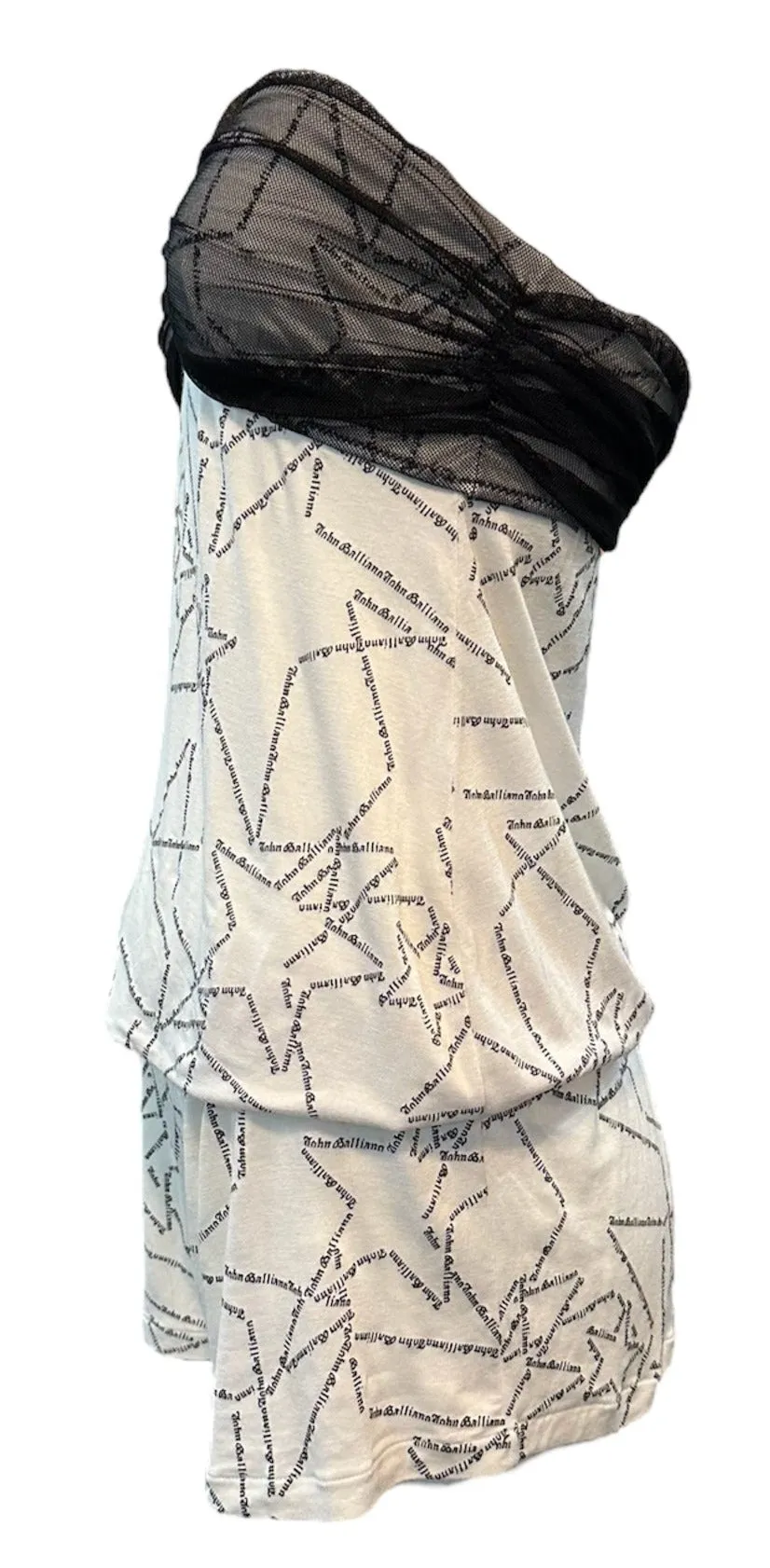 John Galliano Y2K White Strapless Cotton Romper with Logo Stars
