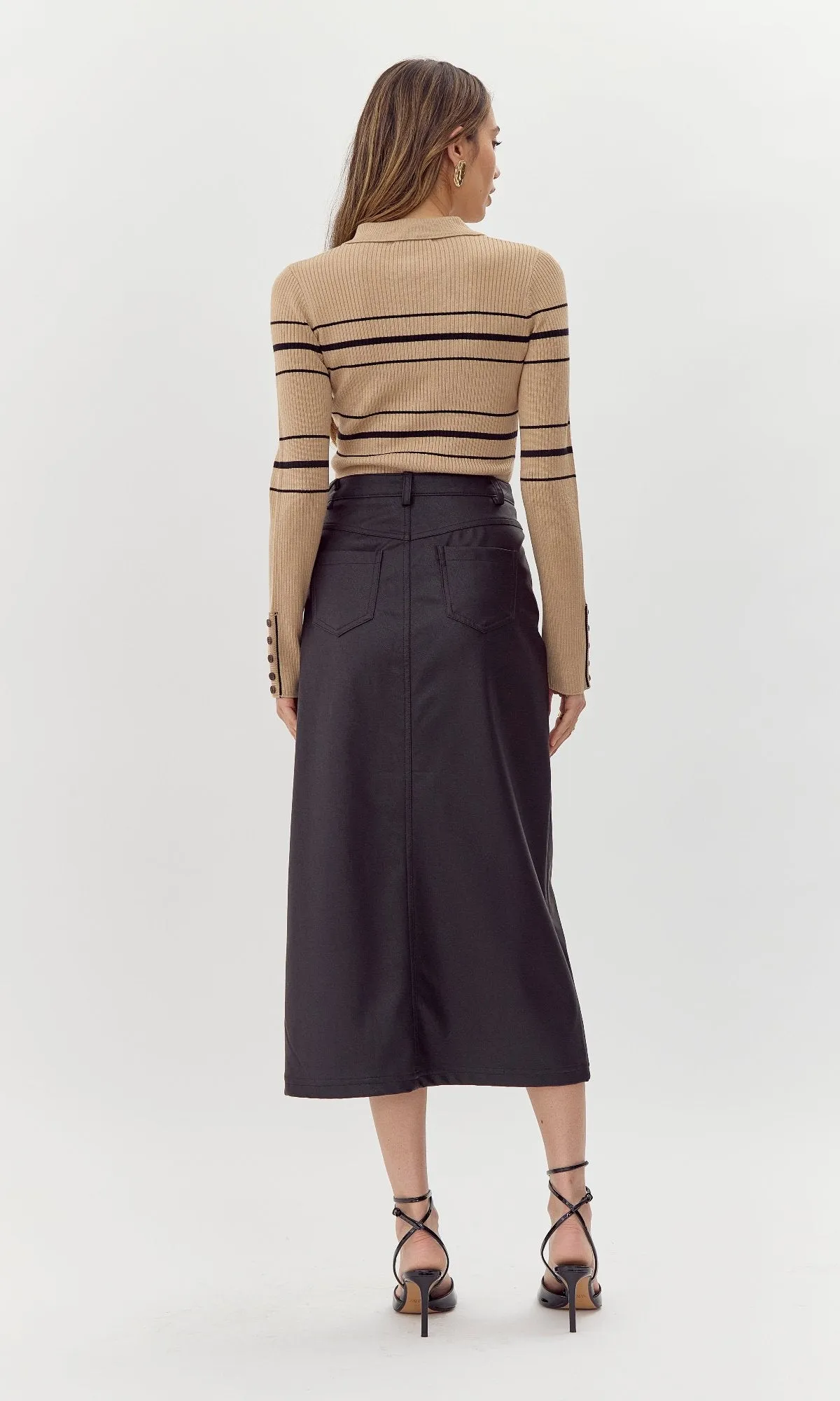 Kaia Vegan Leather Midi Skirt