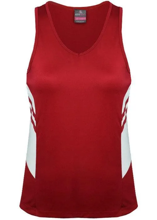 Ladies Tasman Singlet Red/White