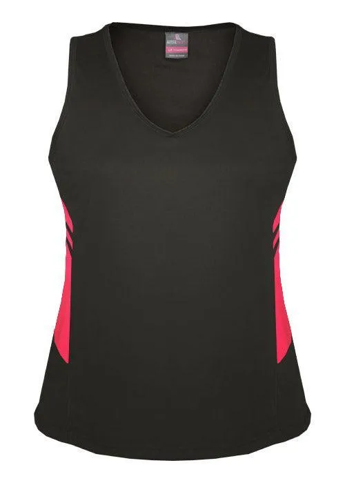 Ladies Tasman Singlet Slate/Neon Pink