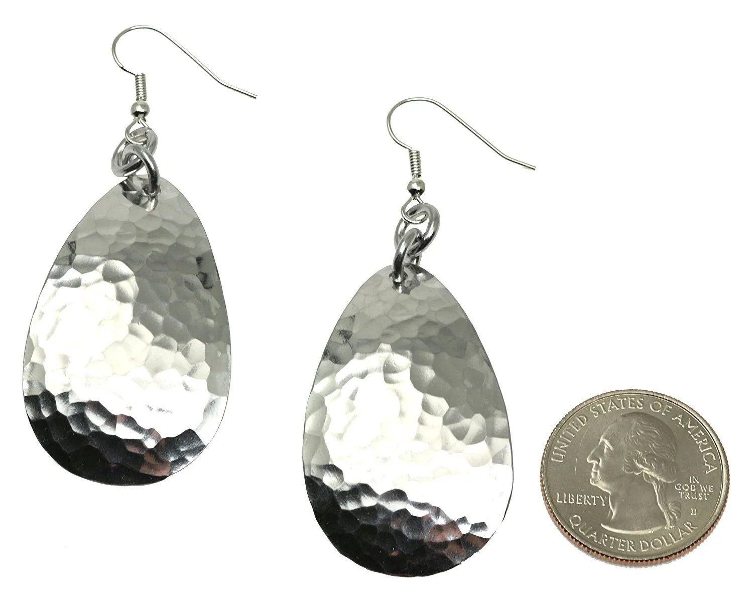 Large Hammered Aluminum Tear Drop Earrings