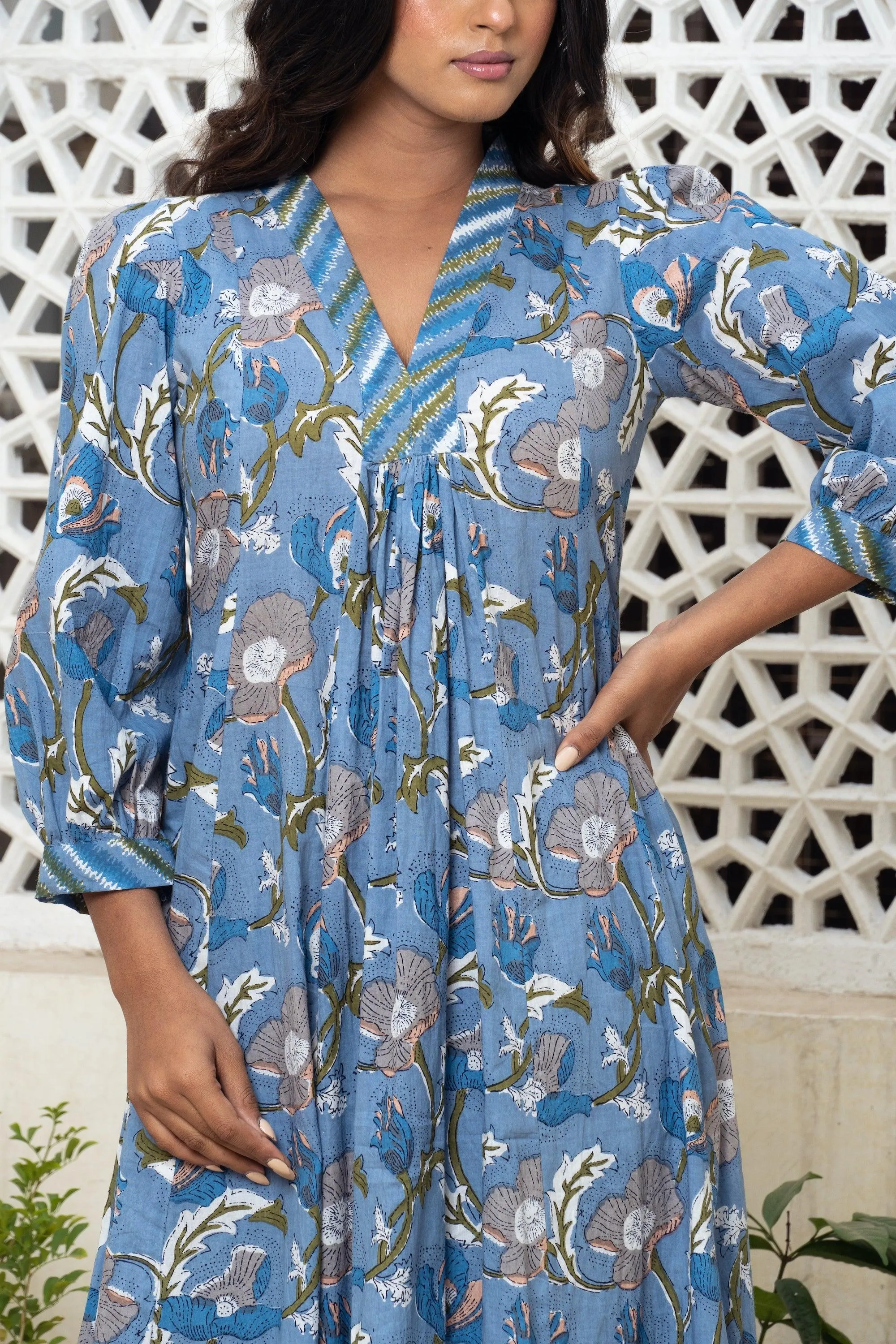 Light blue floral Kurta Set Of 2