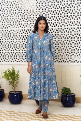 Light blue floral Kurta Set Of 2