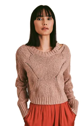Line Cotton Linen Silk Crop Sweater- Terra Cotta Sunset