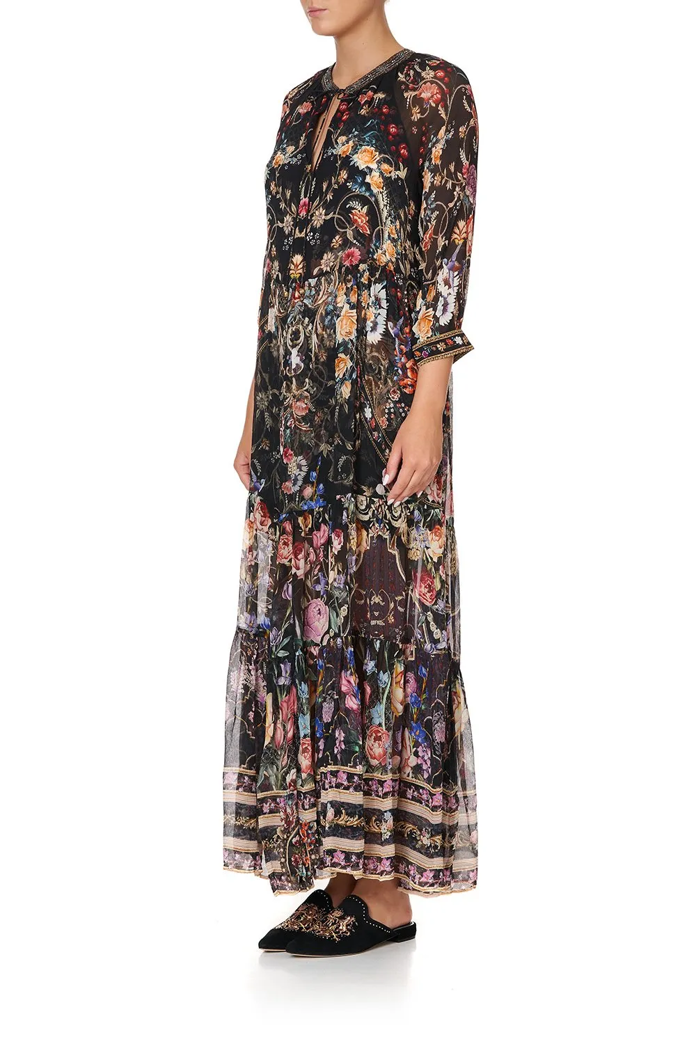 LONG GATHERED PANEL DRESS BLUSHING MANOR