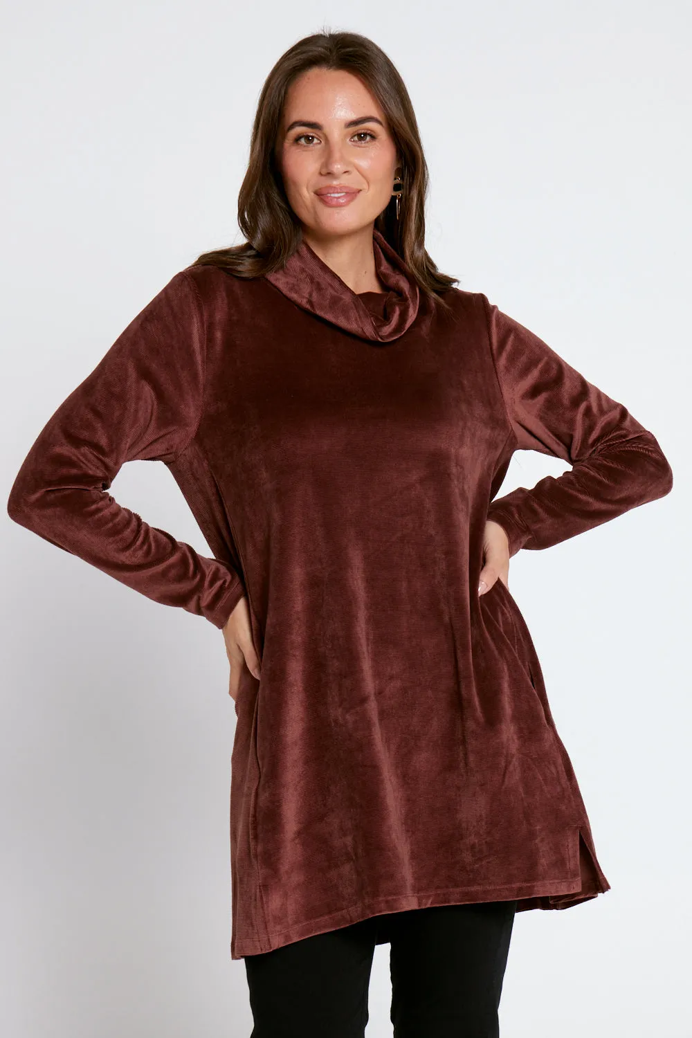 Melanie Velour Tunic - Coffee