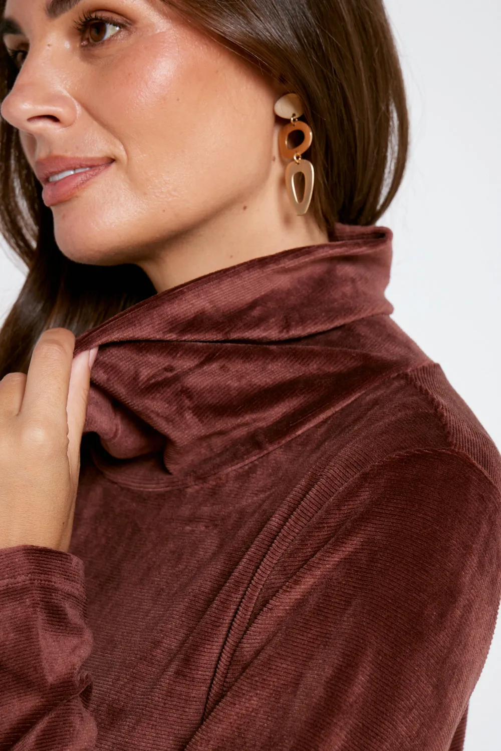 Melanie Velour Tunic - Coffee