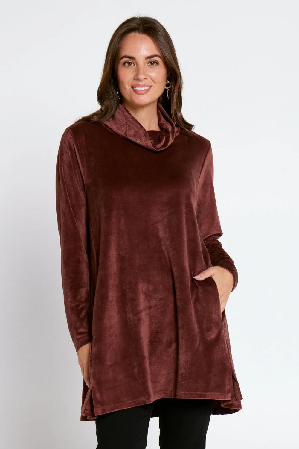 Melanie Velour Tunic - Coffee