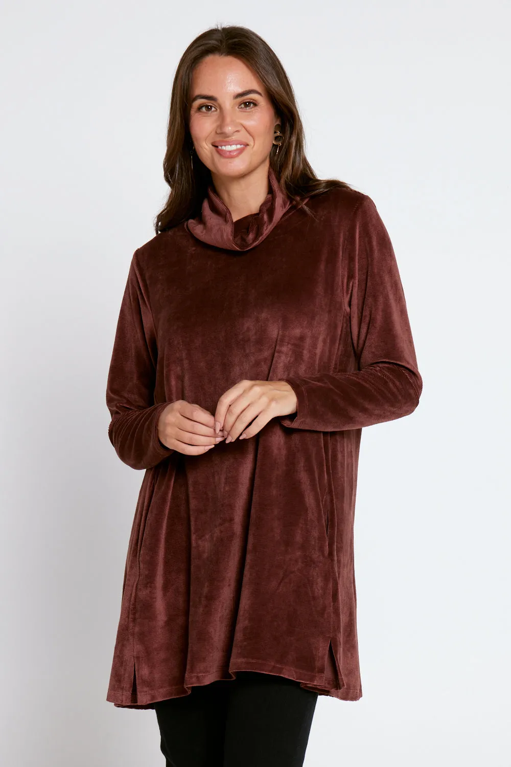 Melanie Velour Tunic - Coffee