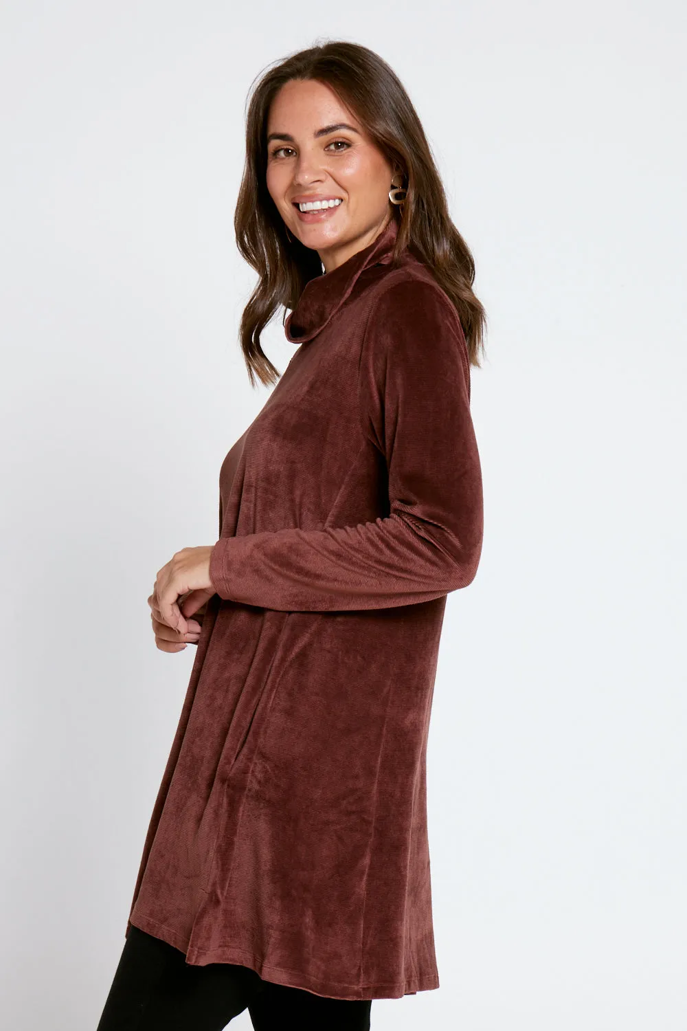 Melanie Velour Tunic - Coffee