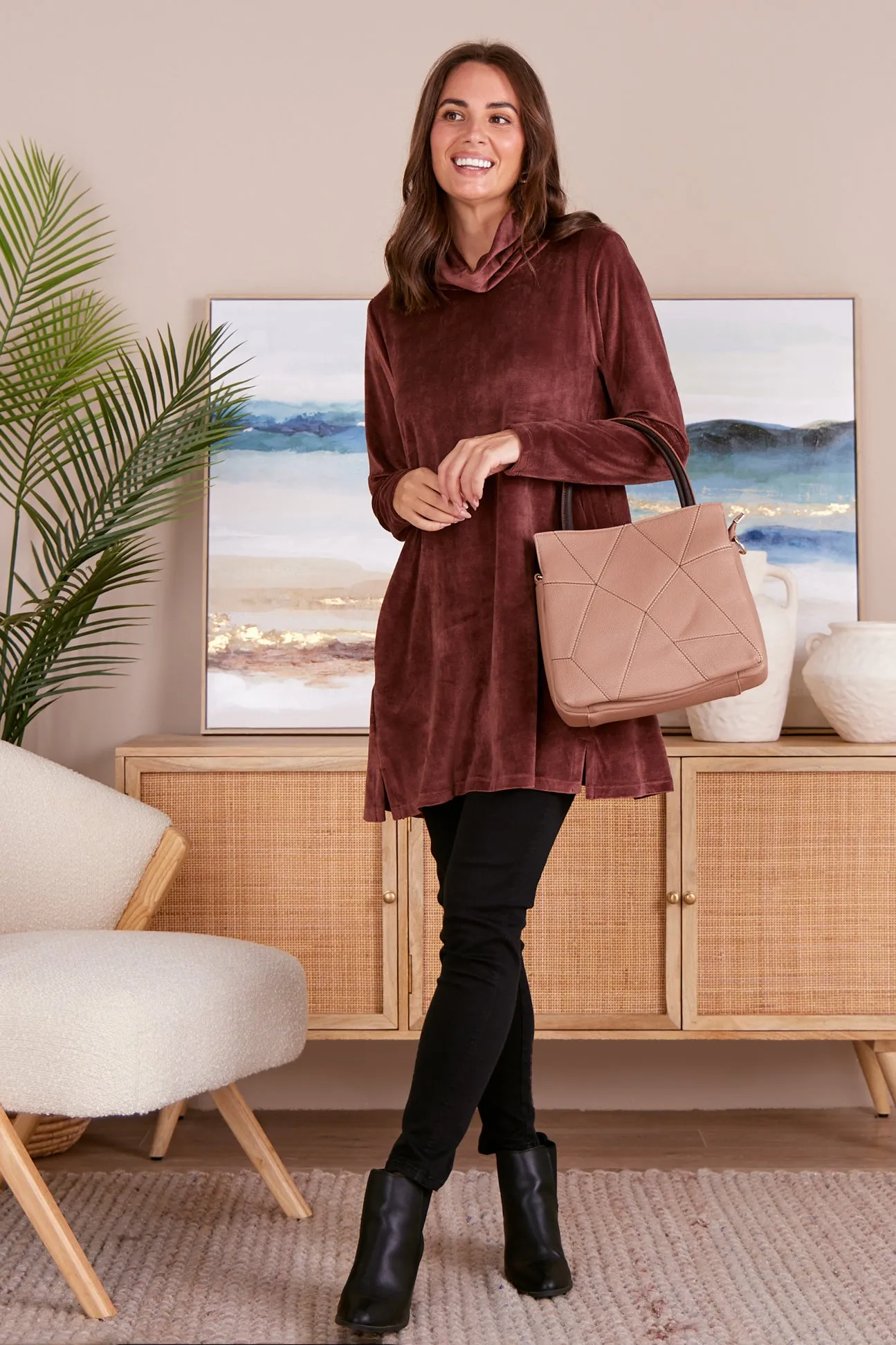 Melanie Velour Tunic - Coffee