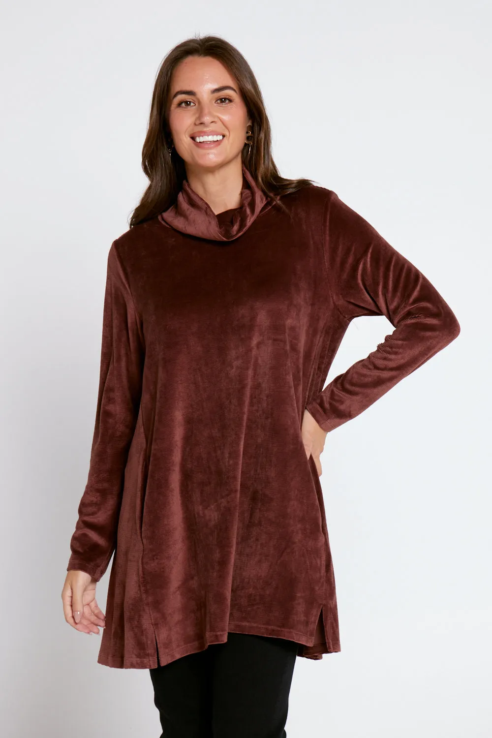 Melanie Velour Tunic - Coffee