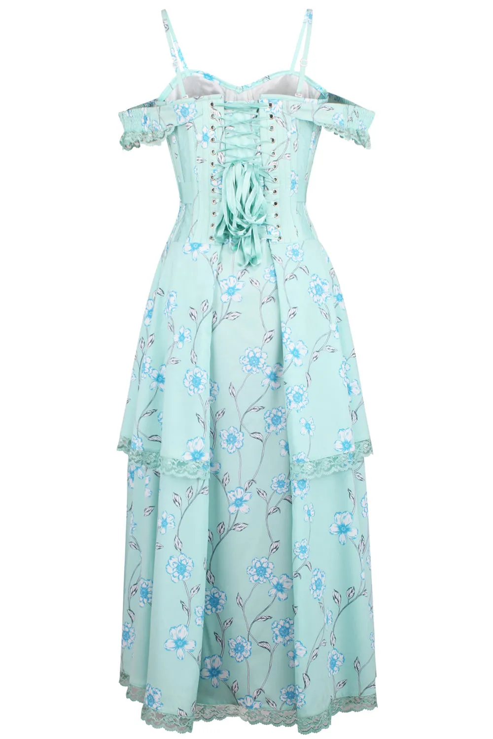 Mesh Panel Sleeved Corset Dress