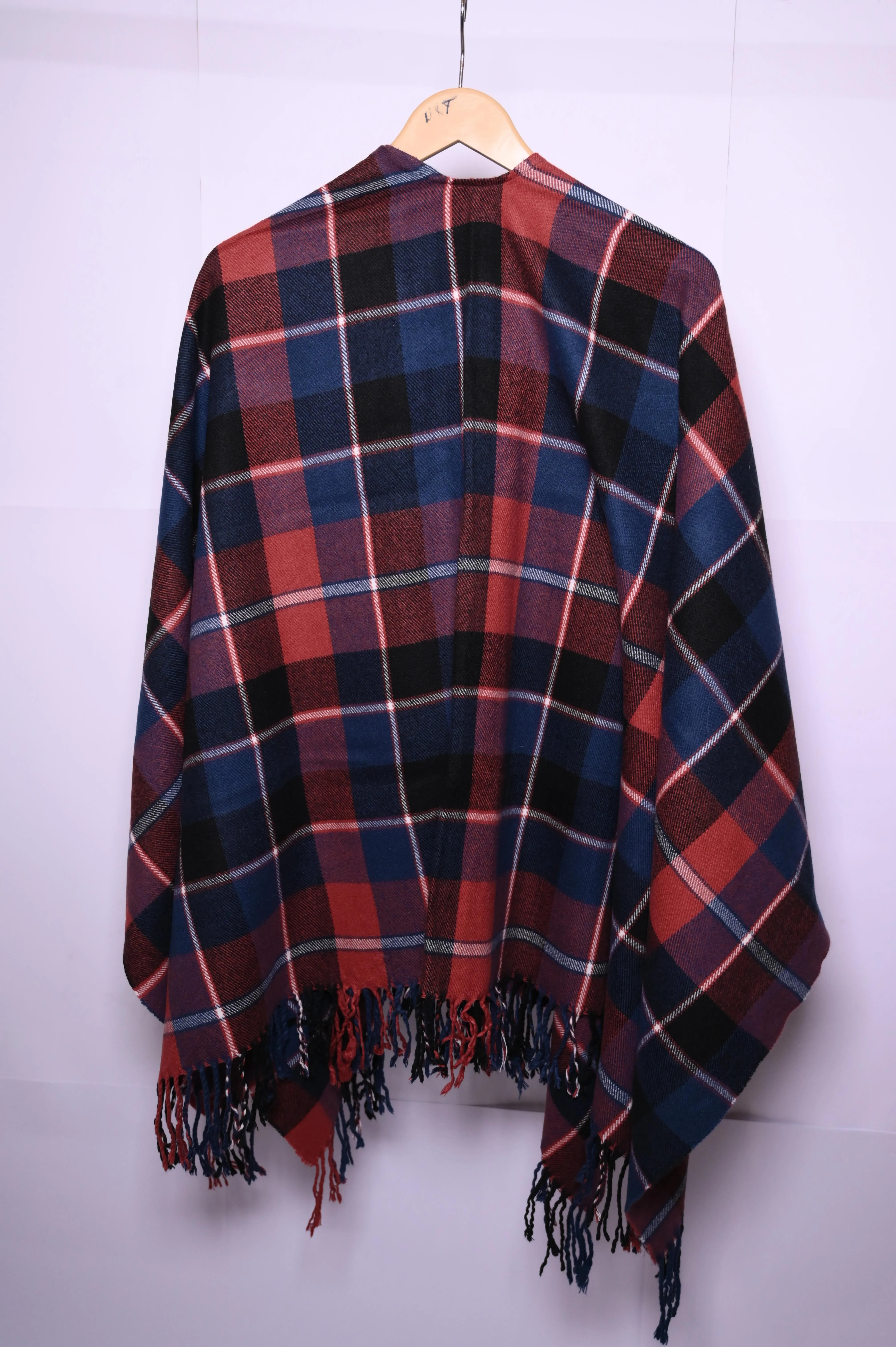New Look Blue, Red , Black & Orange Checkered Winter Cape
