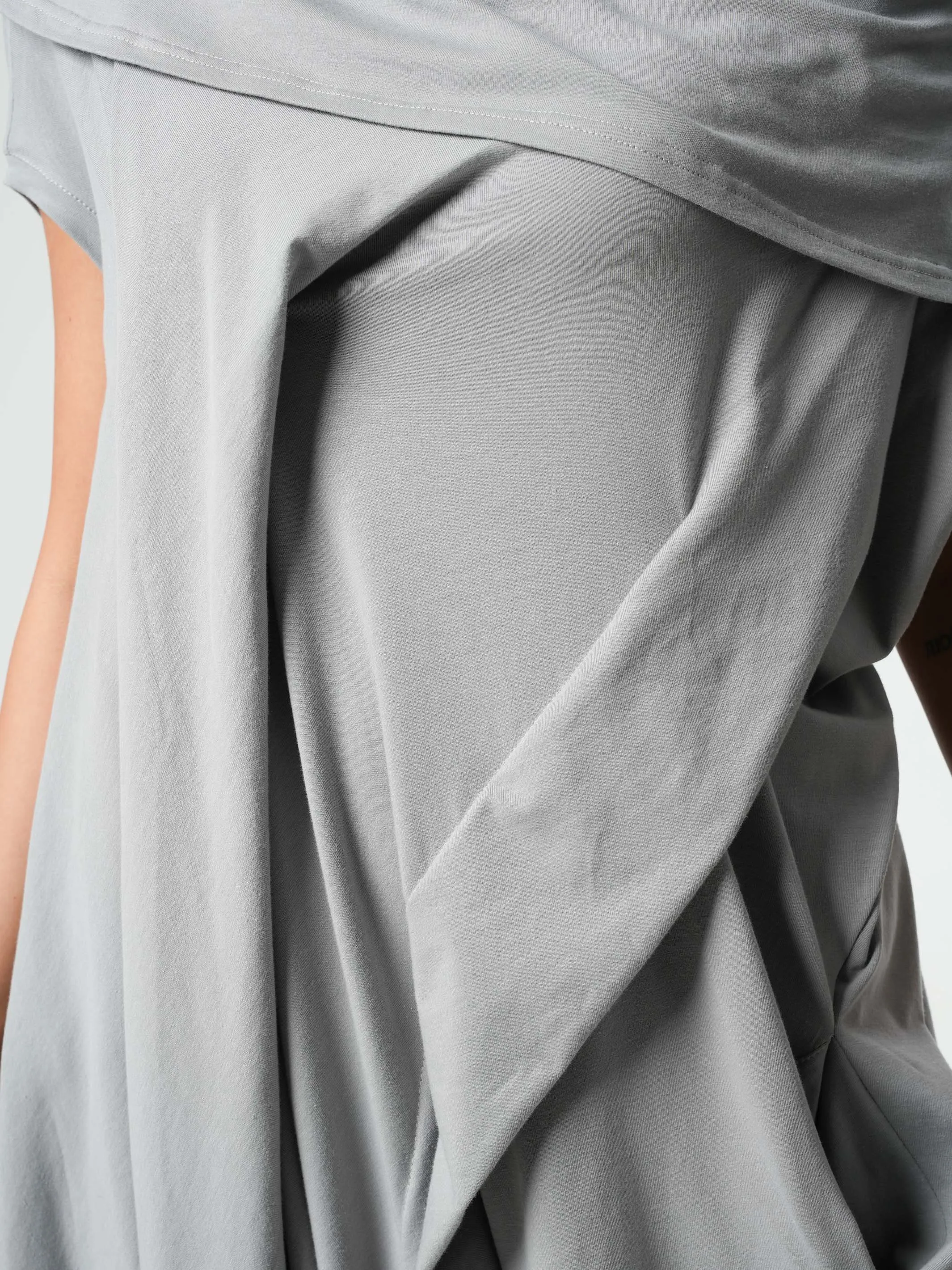 Oversize Cotton Kaftan Dress In Light Grey