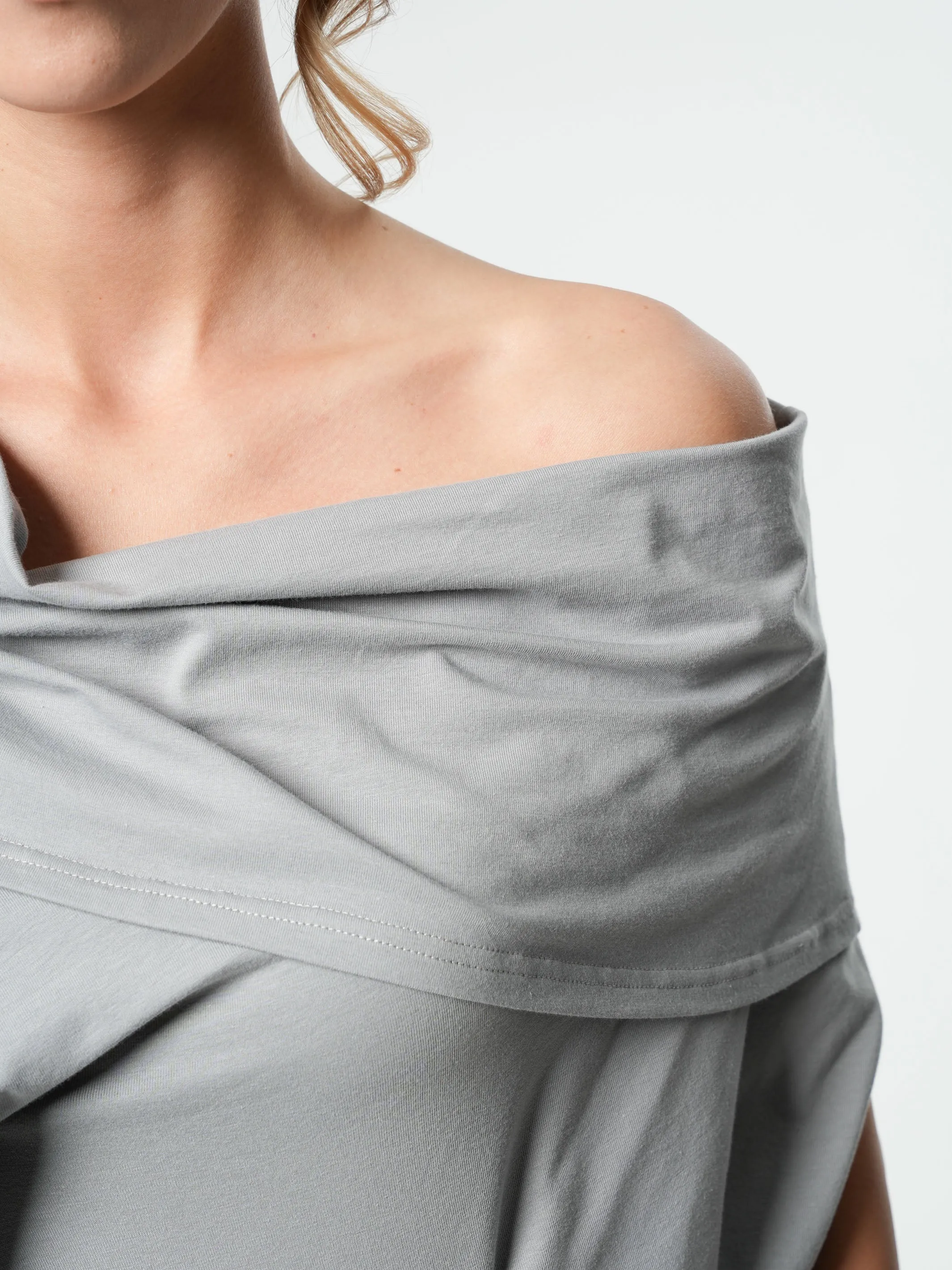 Oversize Cotton Kaftan Dress In Light Grey