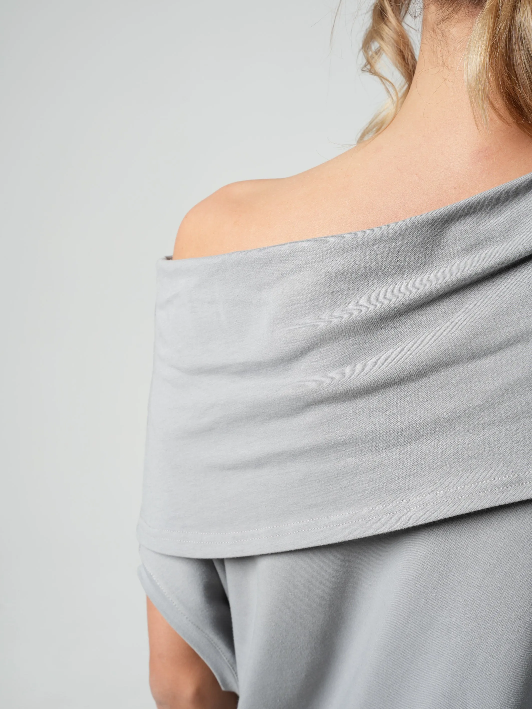 Oversize Cotton Kaftan Dress In Light Grey