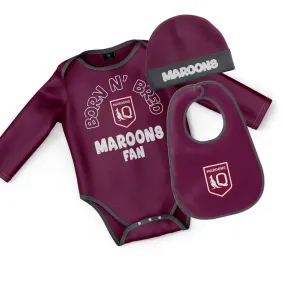 QLD Maroons Born & Bred 3Pce Gift Set