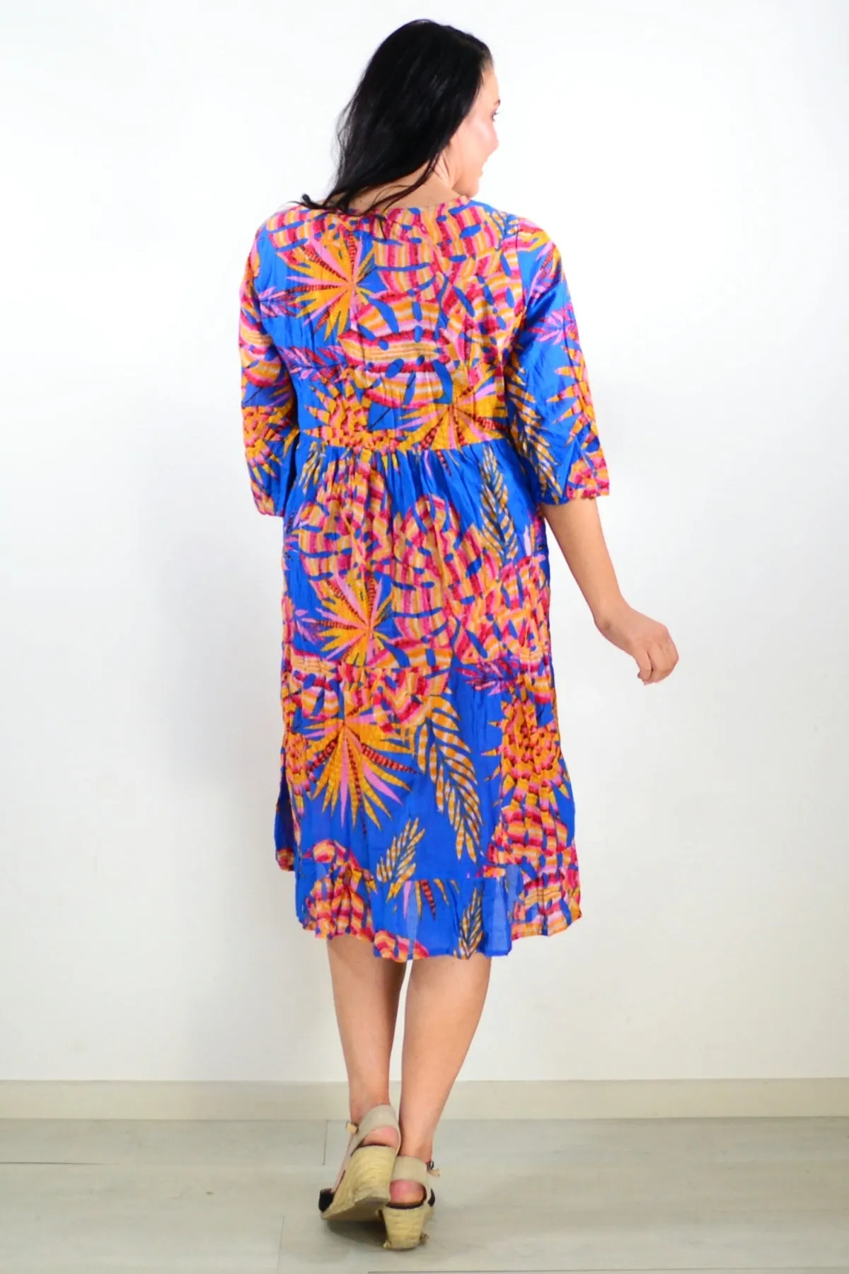 Rebecca Blue Tie Neck Tunic Dress
