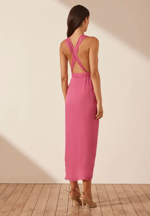 Shona Joy Isola Plunged Cross Back Midi Dress