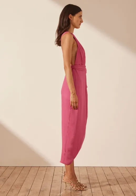 Shona Joy Isola Plunged Cross Back Midi Dress