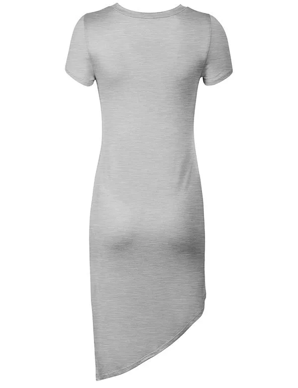 Short Sleeve Handkerchief Hemline Long Flare Tunic Top