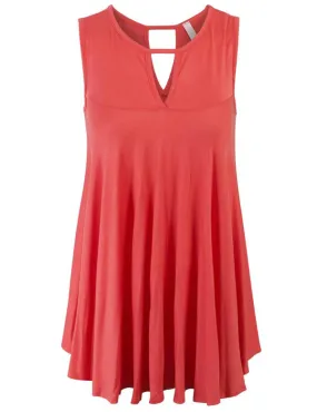 Sleeveless Tunic Tank Top with Key Holes