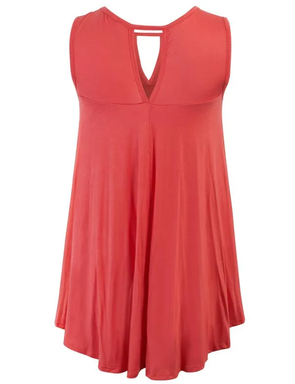 Sleeveless Tunic Tank Top with Key Holes