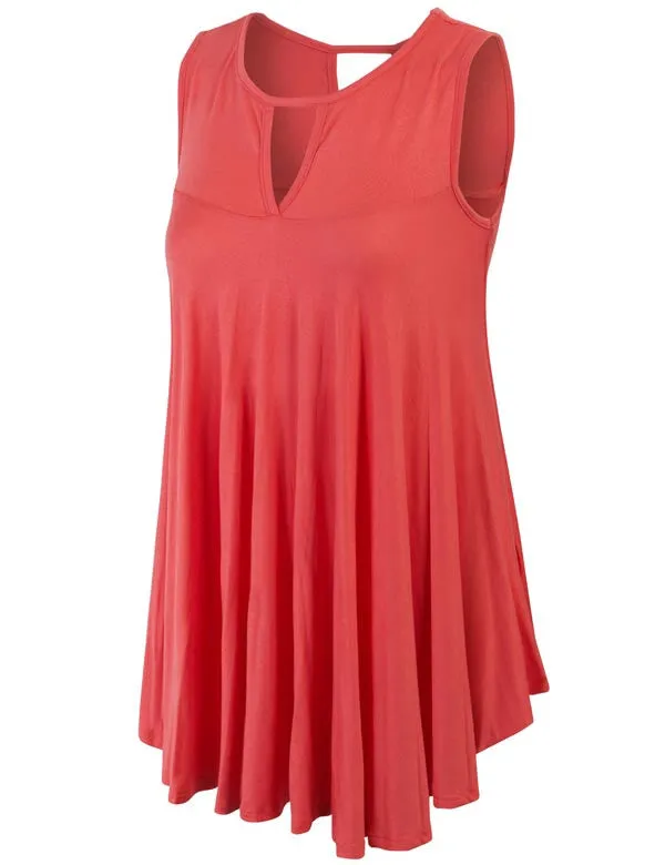 Sleeveless Tunic Tank Top with Key Holes