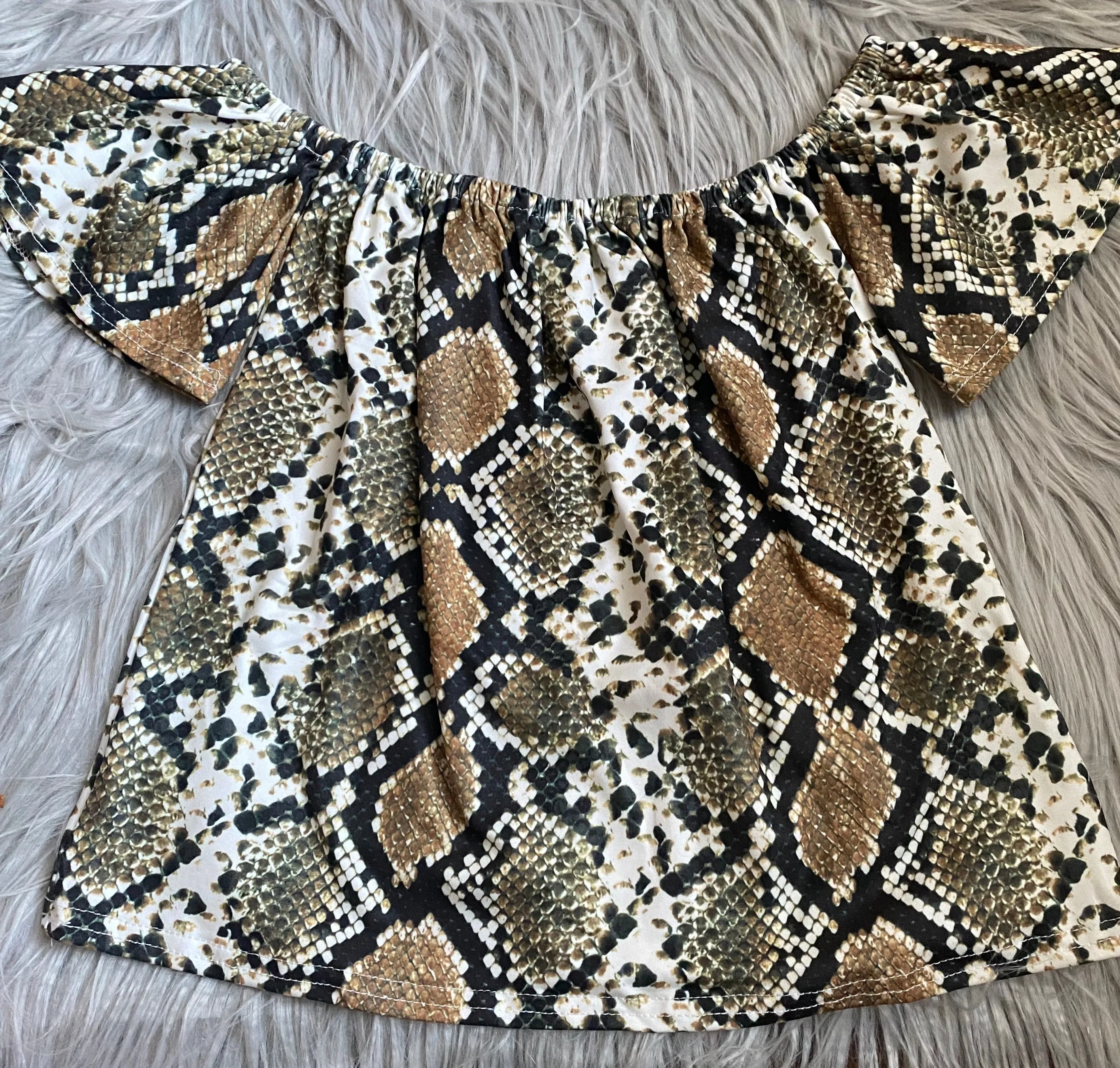 Snakeskin Off Shoulder Tunic Top