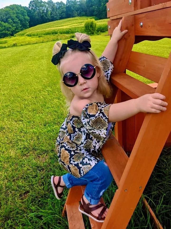 Snakeskin Off Shoulder Tunic Top