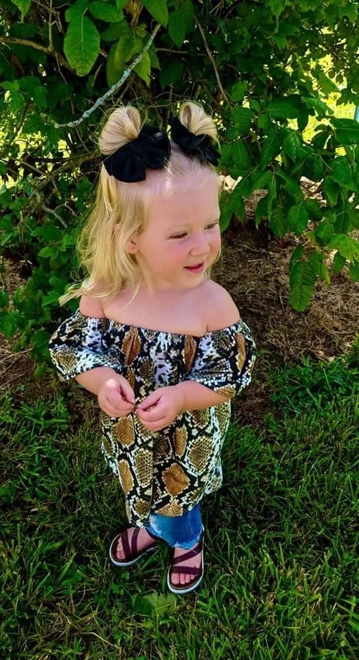 Snakeskin Off Shoulder Tunic Top