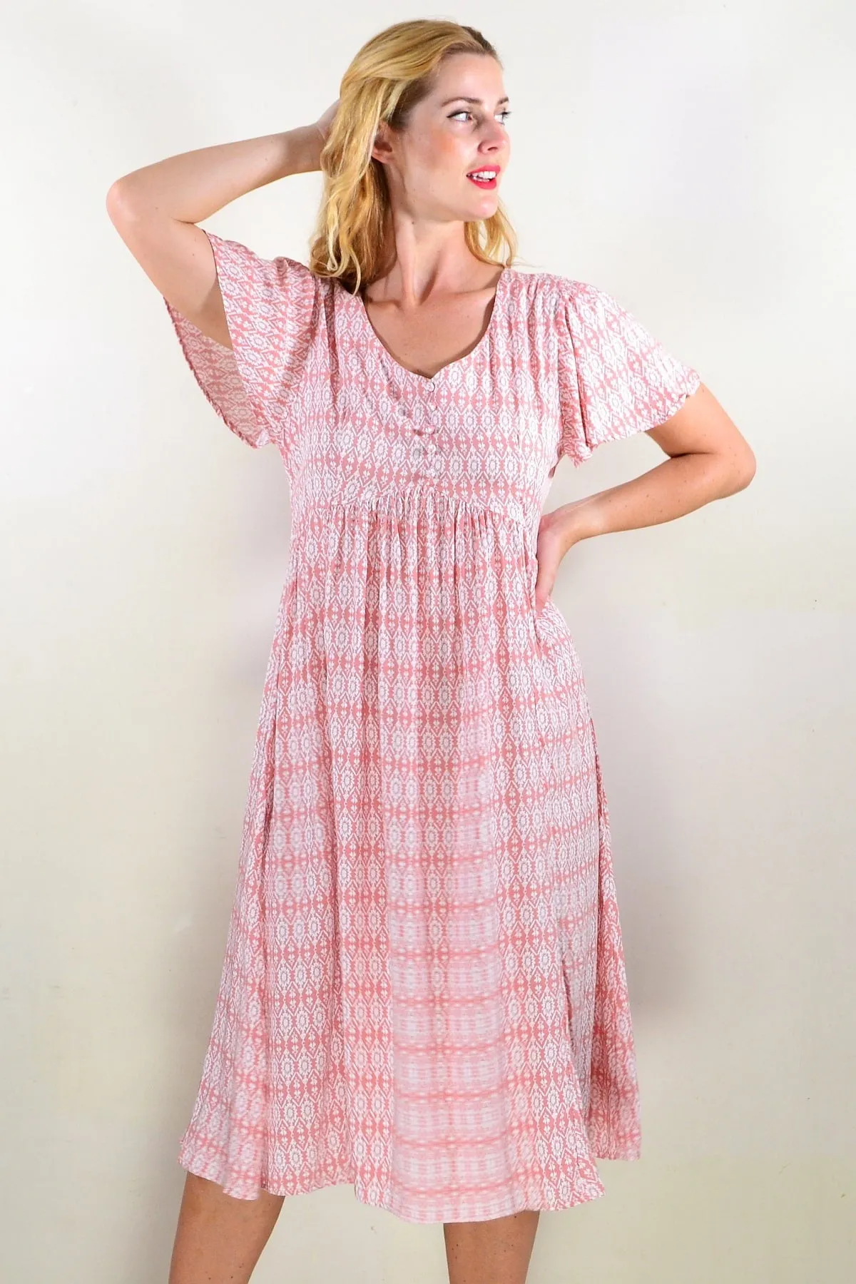 Soft Pink Pattern Tunic Dress