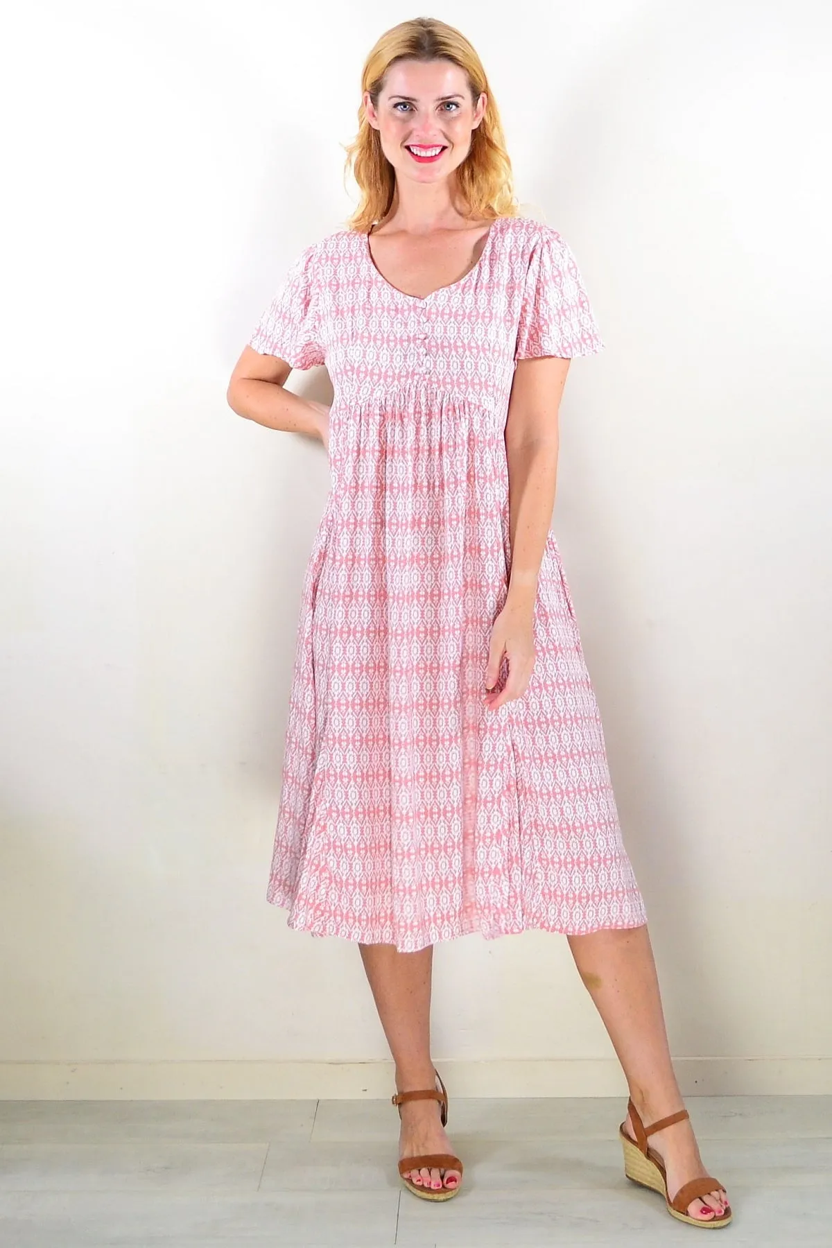 Soft Pink Pattern Tunic Dress