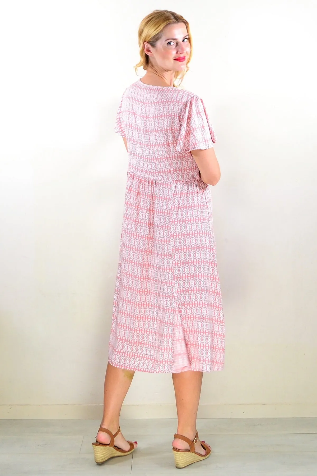 Soft Pink Pattern Tunic Dress