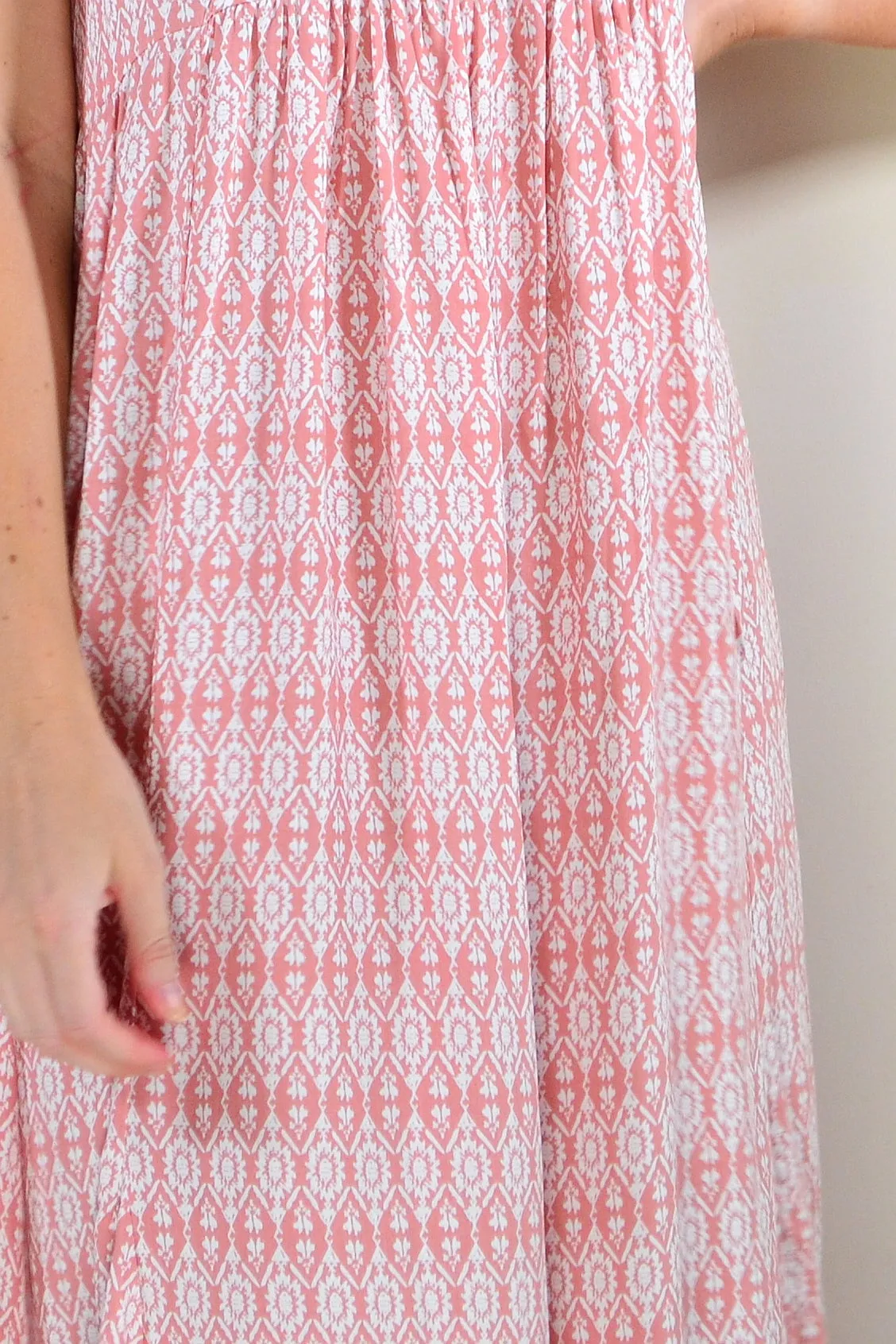 Soft Pink Pattern Tunic Dress