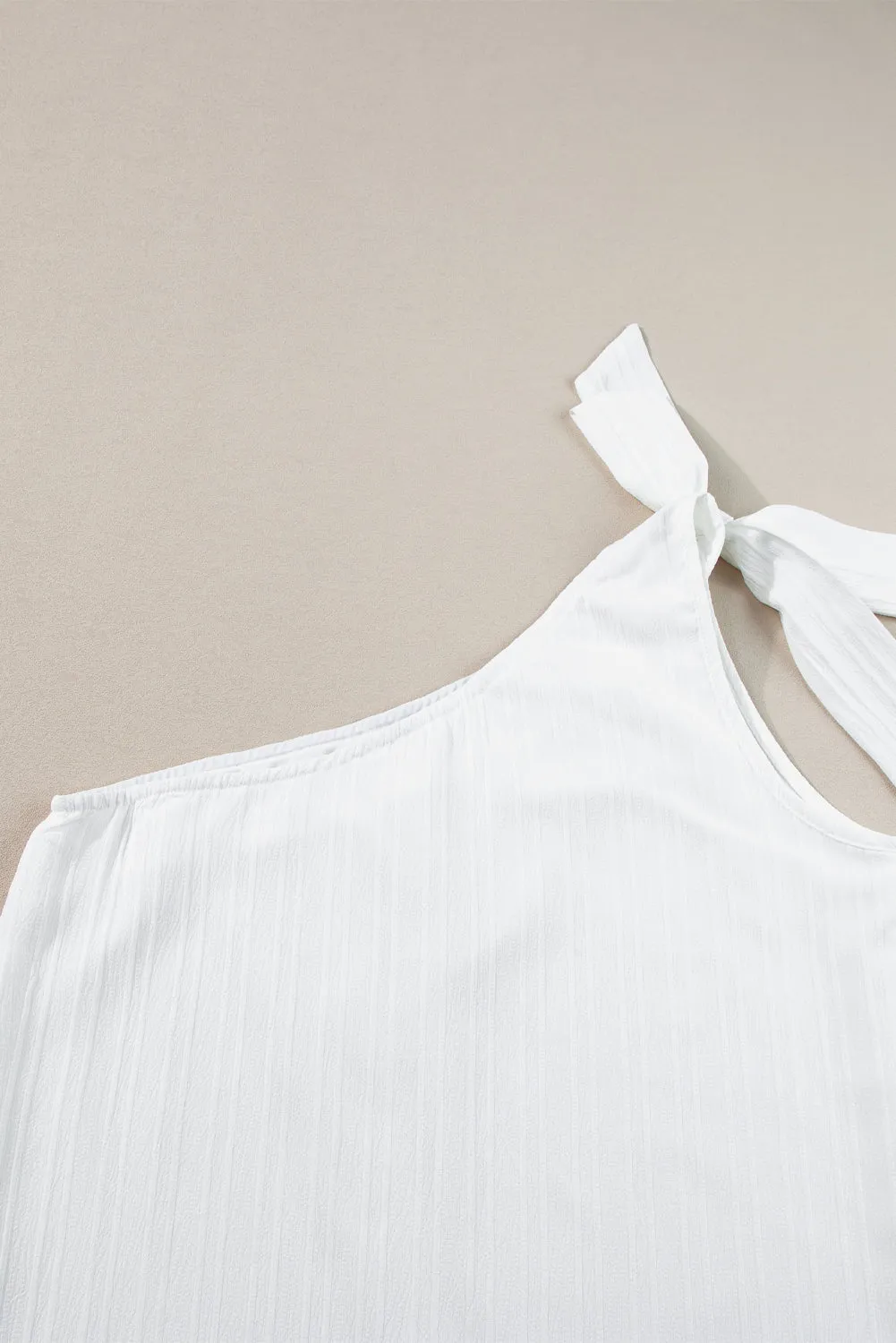 Solid Color Asymmetrical Knot Textured Sleeveless Shirt | Effortlessly Chic & Oh-So Sexy 😏🔥
