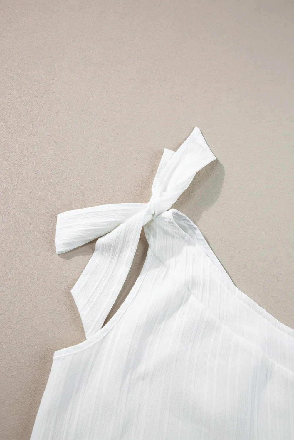 Solid Color Asymmetrical Knot Textured Sleeveless Shirt | Effortlessly Chic & Oh-So Sexy 😏🔥