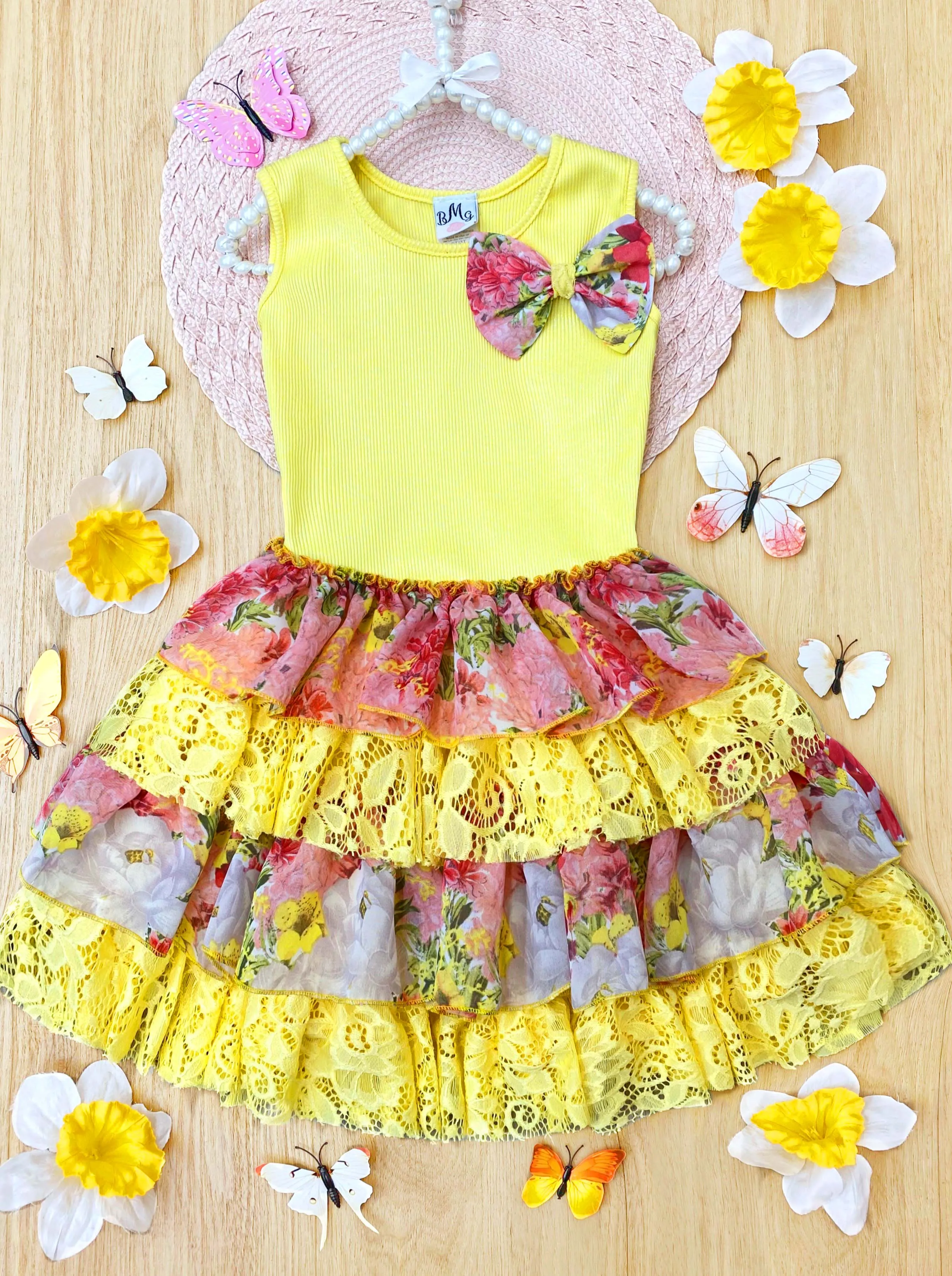 Sun Is Shining Tank Tiered Ruffle Dress
