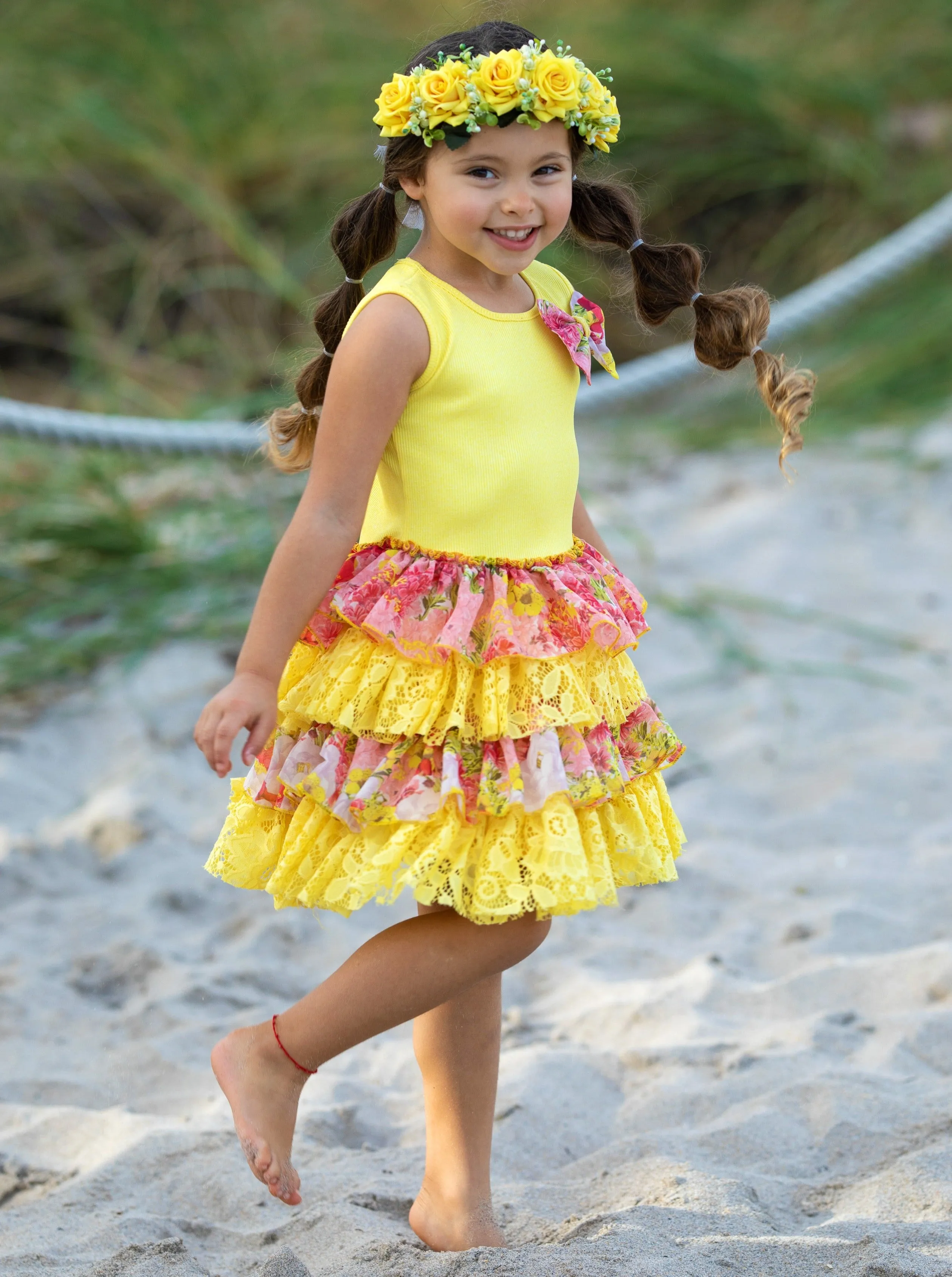 Sun Is Shining Tank Tiered Ruffle Dress