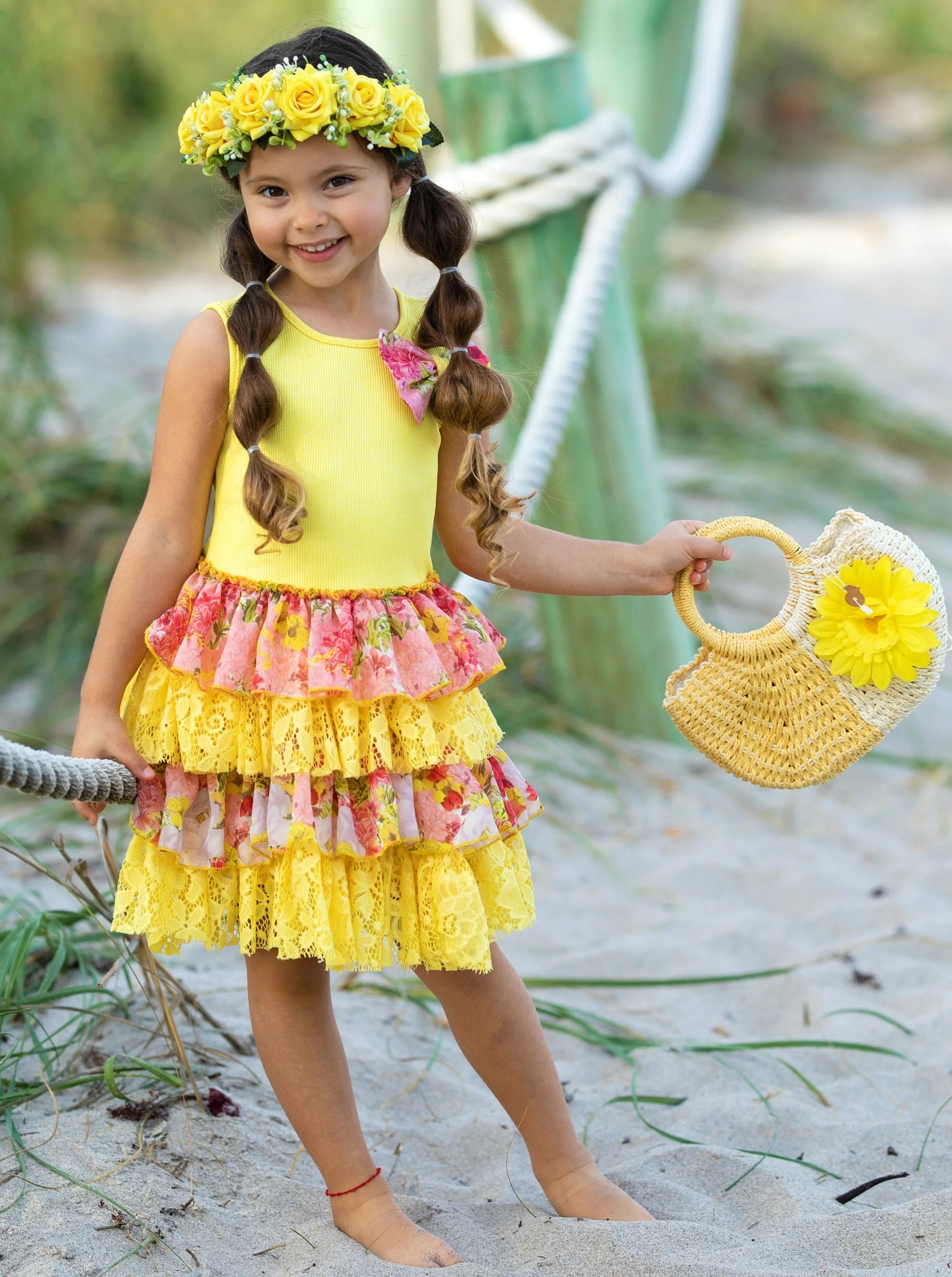 Sun Is Shining Tank Tiered Ruffle Dress
