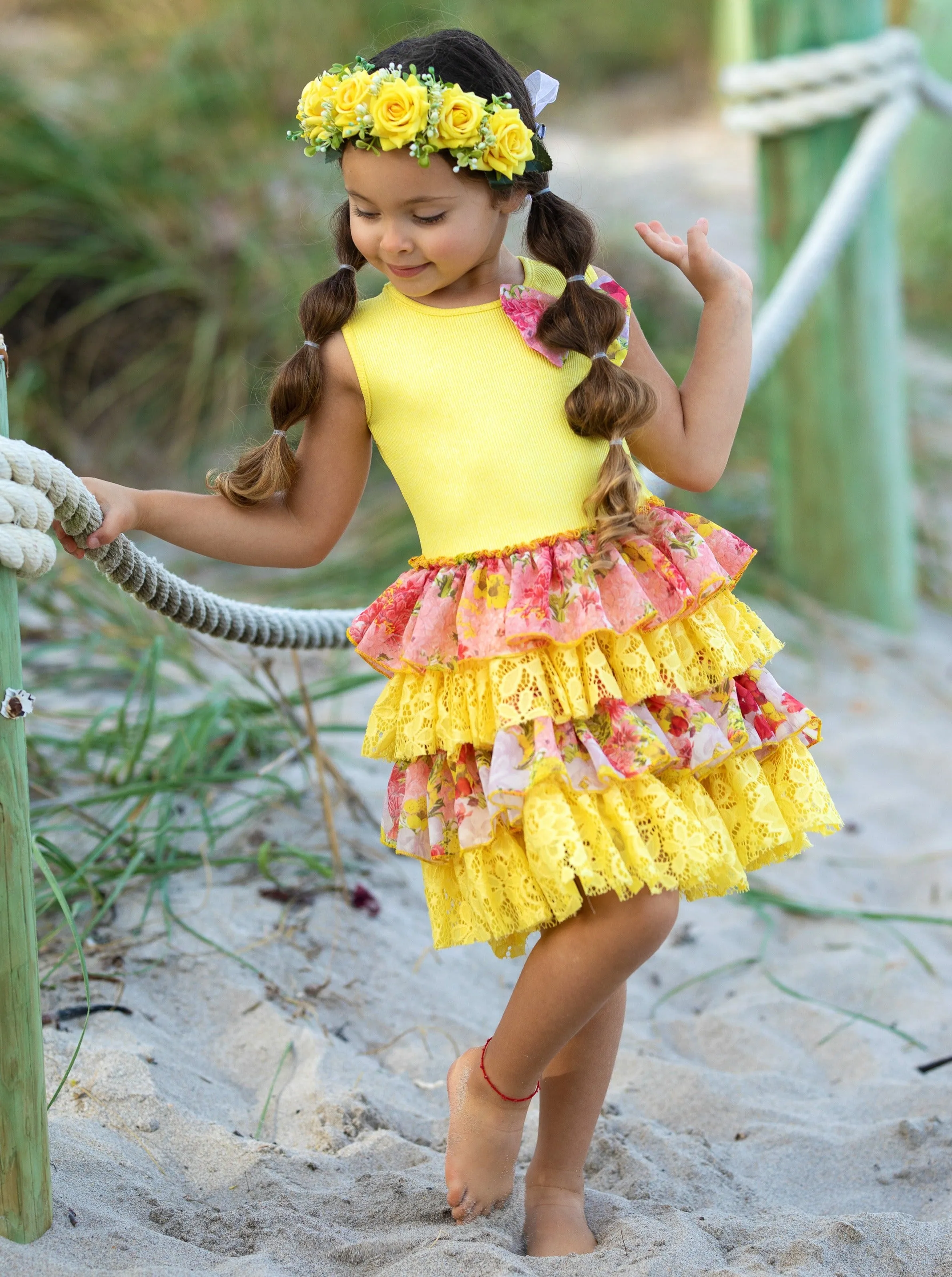 Sun Is Shining Tank Tiered Ruffle Dress