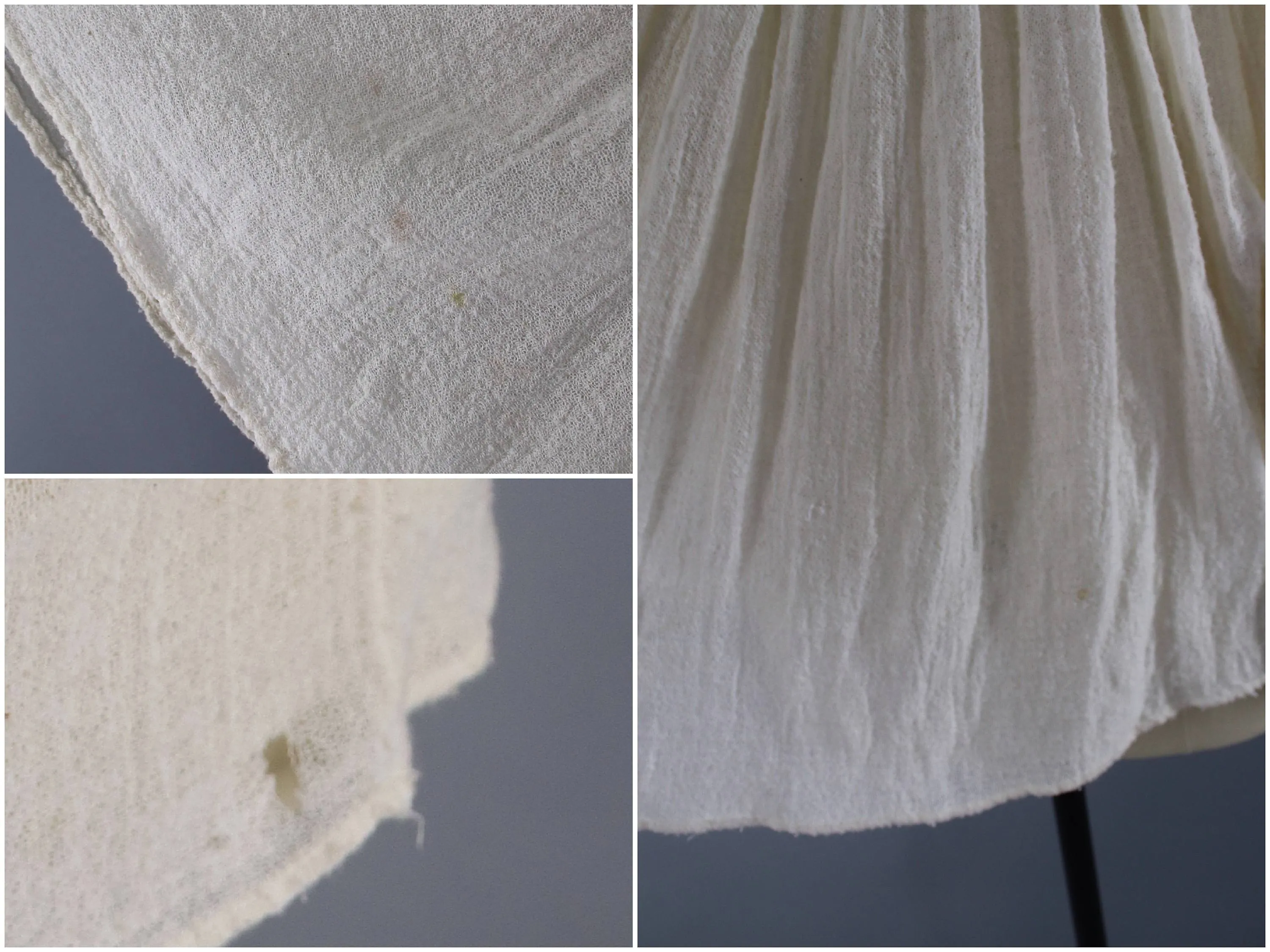 Vintage Cotton Gauze Tunic / Ivory Crochet Blouse