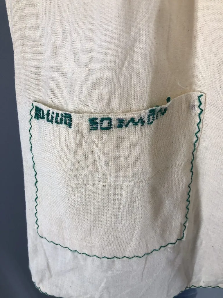 Vintage Ivory & Green Embroidered Tunic Blouse