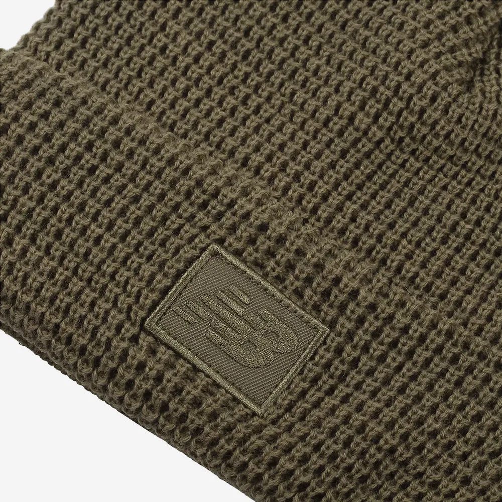 Waffle Knit Cuffed Beanie - Dark Olivine