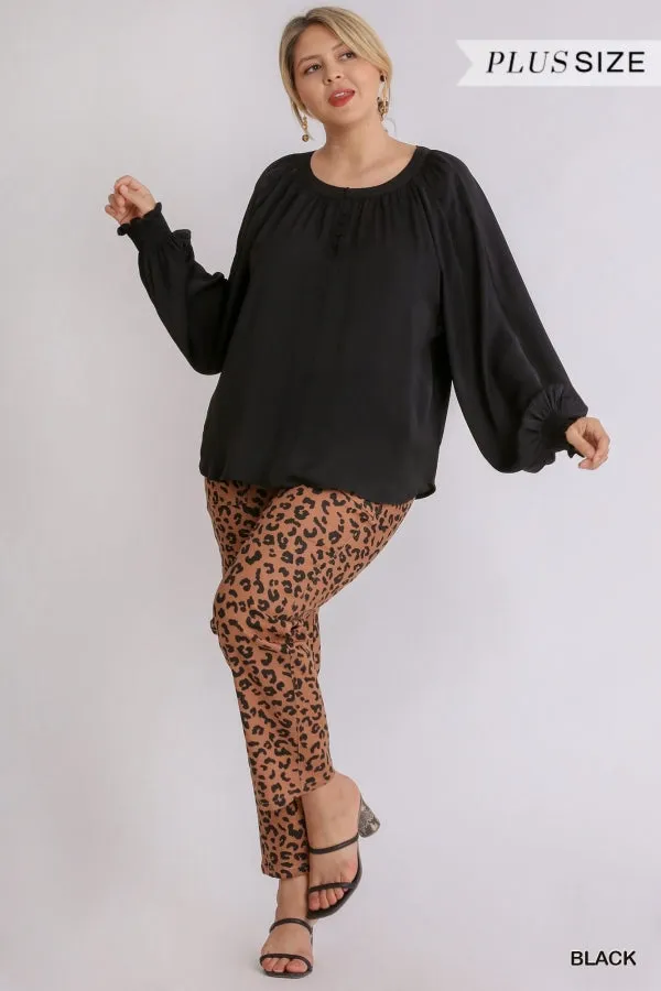 Washed Satin Blouse, Black